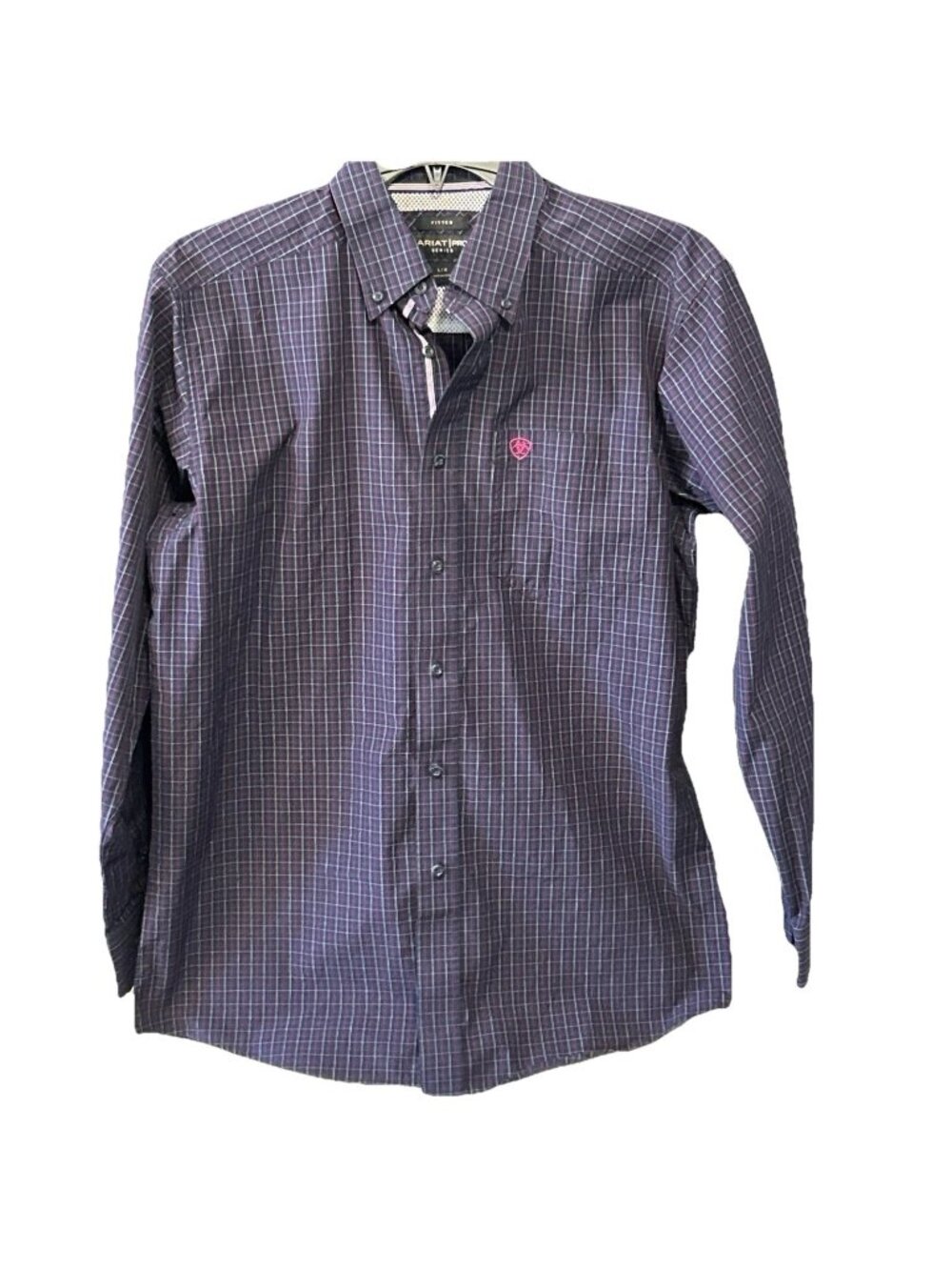 Ariat Pro Series Shirt Men’s L Blue Check Pro Fitted Long Sleeve Western Rodeo
